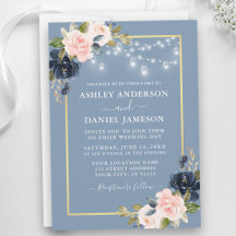 Dusty Blue Pink Blush Floral Jar Lights Wedding