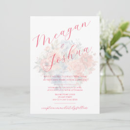 Dusty Blue Pink Wedding Einladung