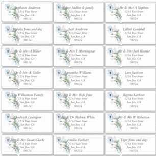 Dusty Blue Poppies Guest Name Address Labels