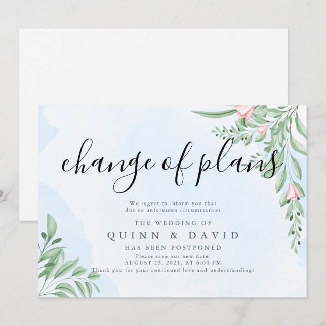 Dusty Blue Postpected Wedding Cards Einladung (Vorne/Hinten)