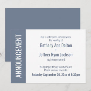 Dusty Blue Postponed Mariage Faire-part