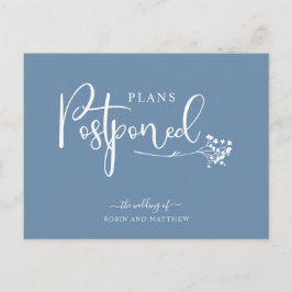 Dusty Blue Postponement Hochzeitsankündigung Postkarte