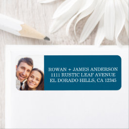 Dusty Blue Pressed Blume Boho Wedding Label