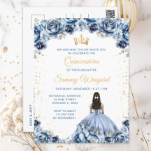 Dusty Blue Princess Floral Quinceañera