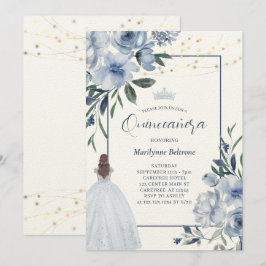 Dusty Blue Princess Quinceañera Einladung