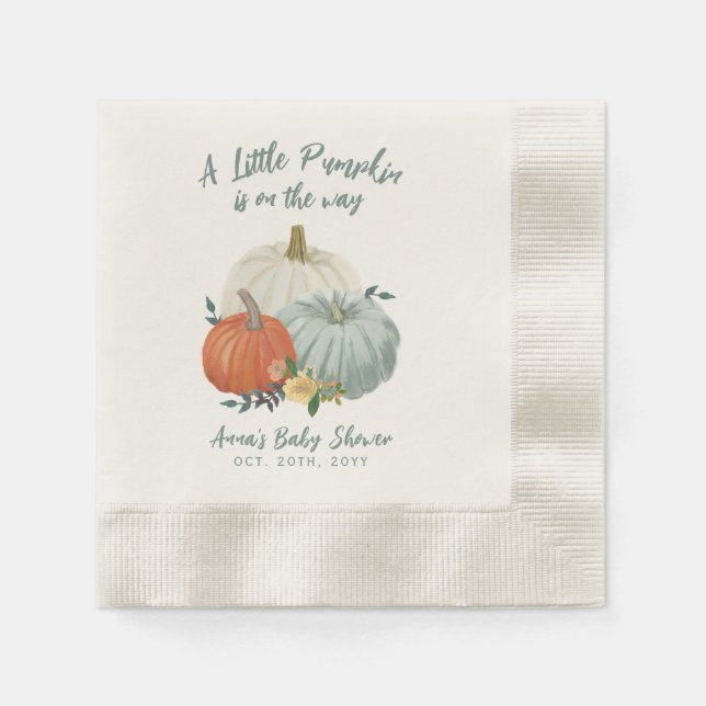 Dusty Blue Pumpkin Baby Shower Serviette (Vorderseite)