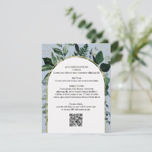 Dusty Blue QR-Code Botanik Hochzeitsinformationen  Begleitkarte