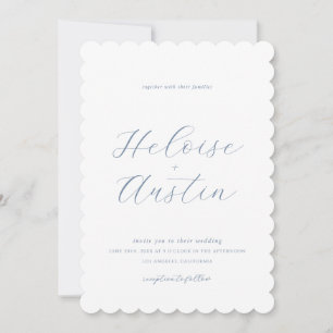 Dusty Blue QR Code Photo B&W Faire-part de mariage