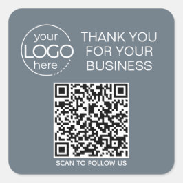 Dusty Blue QR Code Smart Contact Quadratischer Aufkleber