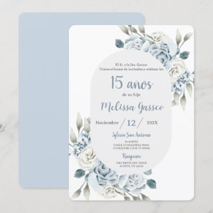 Dusty Blue Quinceañera Einladung
