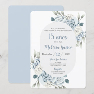 Dusty Blue Quinceañera Einladung