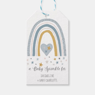 Dusty Blue Rainbow Modern Baby Boy Sprinkle Dusche Geschenkanhänger