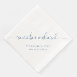Dusty Blue Ramadan Mubarak Calligraphy Custom Serviette