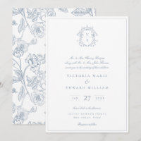 Dusty Blue Regency Wappen Monogram Wedding
