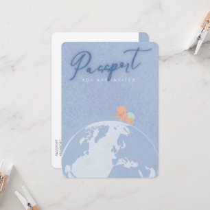 Dusty Blue Reisepass Boy Dusche Baby Einladung