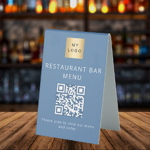 Dusty Blue Restaurant Café Bar Scan Menü QR Code Tischaufsteller