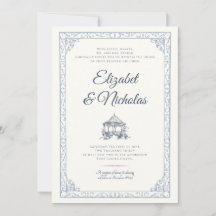 Dusty Blue Rococo Garden Invitation de mariage