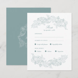 Dusty Blue Rokoko - RSVP-Karte RSVP Karte