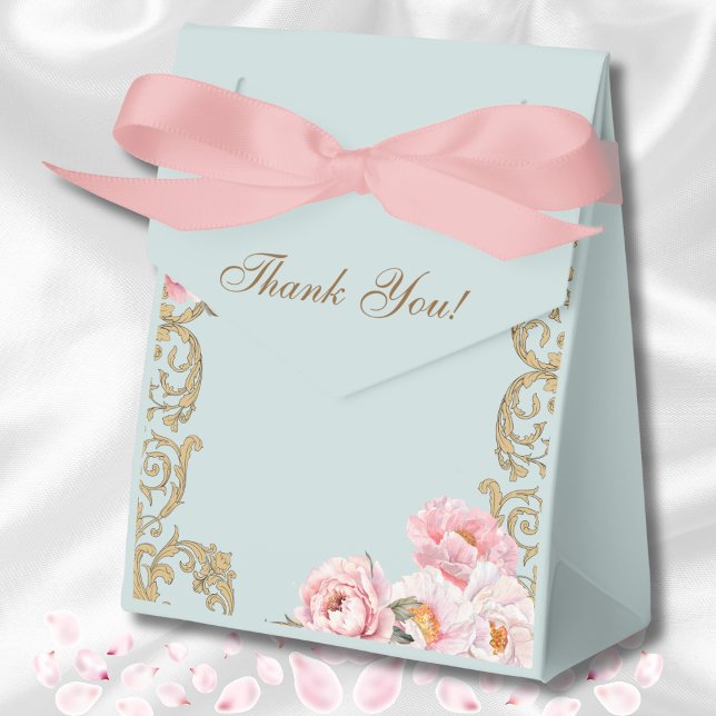 Dusty Blue Rokoko Vintag Peony Brautparty Geschenkschachtel (Von Creator hochgeladen)