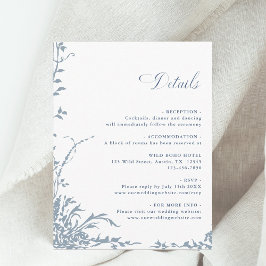 Dusty Blue Romantic Floral Garden Wedding Details Begleitkarte