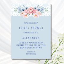 Dusty Blue Romantic Pink Floral Lace Brautparty