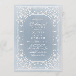 Dusty-blue romantic Vintage Probe Dinner Einladung