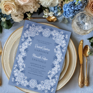 Dusty Blue Romantic Wedding Einladung