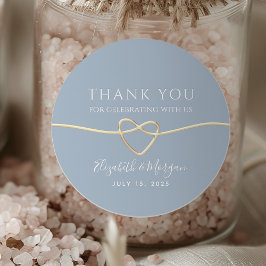 Dusty Blue Rope Heart Gastgeschenk Hochzeit Sticke Runder Aufkleber