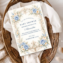 Dusty Blue Rose Baroque Baby Shower