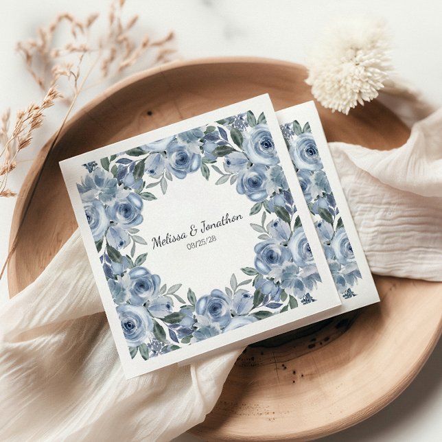 Dusty Blue Rose Blume Boho Romantic Wedding Serviette (Von Creator hochgeladen)