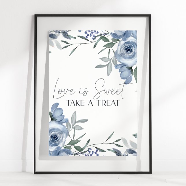Dusty Blue Rose Blume Hochzeit Liebe ist süß Poster (Von Creator hochgeladen)