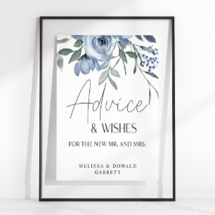 Dusty Blue Rose Blume Hochzeitsratgeber & Wünsche Poster