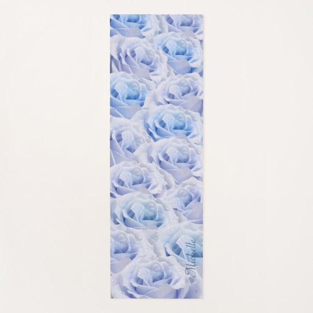 Dusty Blue Rose Blume Power Blumenstrauß Individue Yogamatte (Vorderseite)
