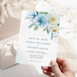 Dusty Blue Rose BlumenWedding Save the Date Einladung