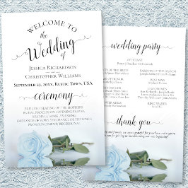 Dusty Blue Rose Elegantes Hochzeitsprogramm
