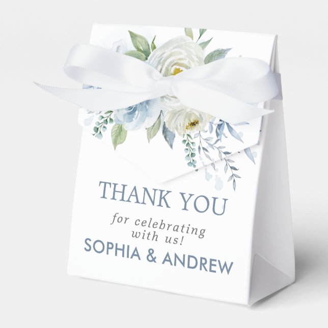 Dusty Blue Rose Floral Wedding Geschenkschachtel (Vorderseite)