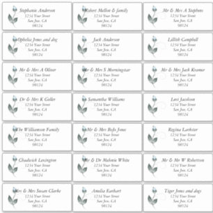 Dusty Blue Rose Guest Name Address Labels