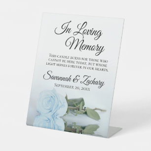 Dusty Blue Rose Love Memory Wedding Memorial Sockelschild
