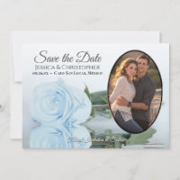 Dusty Blue Rose mit Oval Foto Romantische Hochzeit