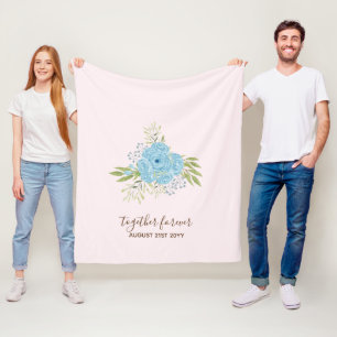 Dusty Blue Rose NewlyWeds Wedding Geschenk Persona Fleecedecke