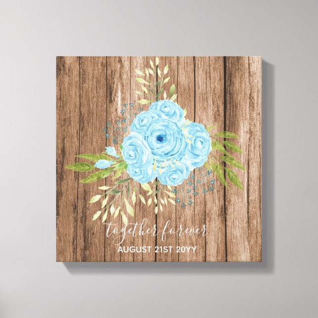 Dusty Blue Rose NewlyWeds Wedding Geschenk Persona Leinwanddruck (Vorderseite)