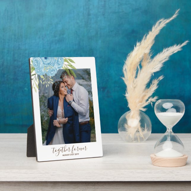 Dusty Blue Rose NewlyWeds Wedding Gift Personal P Fotoplatte (Seite)