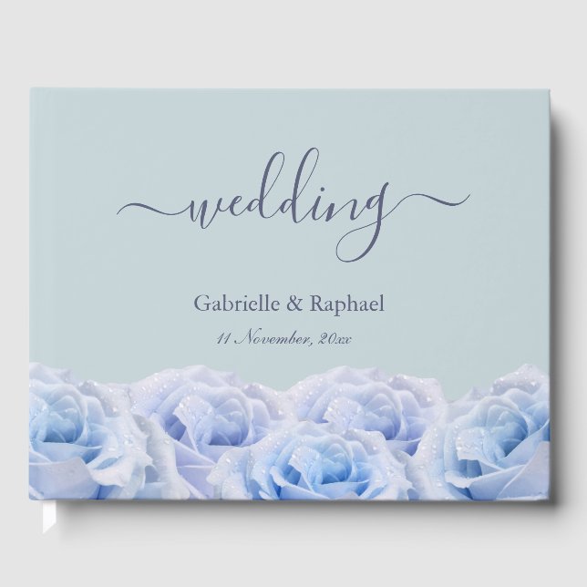 Dusty Blue Rose Sage Green Elegante Wedding Gästebuch (Vorderseite)