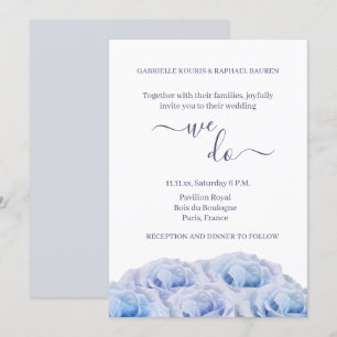 Dusty Blue Rose Weiße Flora Elegant machen wir Hoc Einladung