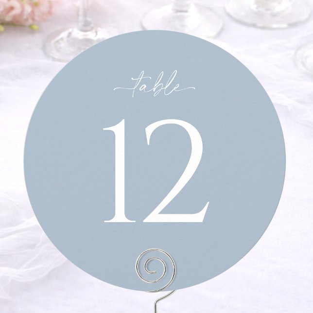 Dusty Blue Round Wedding Table Number Einladung (Von Creator hochgeladen)