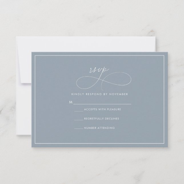 Dusty Blue RSVP CArd Karte (Vorderseite)