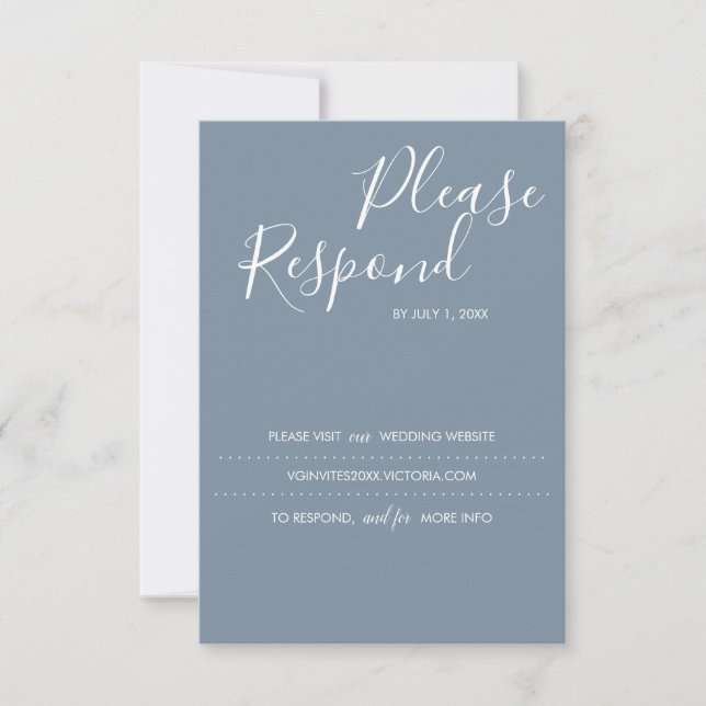 Dusty Blue RSVP Card, Wedding Website Karte (Vorderseite)