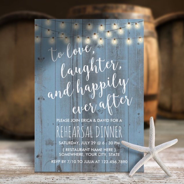 Dusty Blue Rustic Barn Wedding Probe Dinner Einladung (Von Creator hochgeladen)