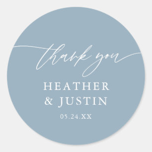 Dusty Blue Rustic Elegant Wedding Vielen Dank Runder Aufkleber
