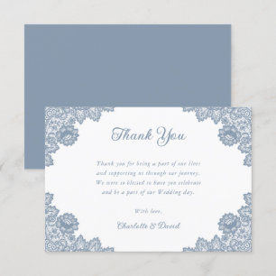 Dusty Blue Rustic Floral Lace Wedding Dankeskarte